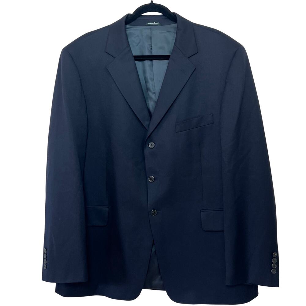 J. Crew Men's Classic Navy Wool Blazer Sport Coat 3-Button 46R Preppy Business